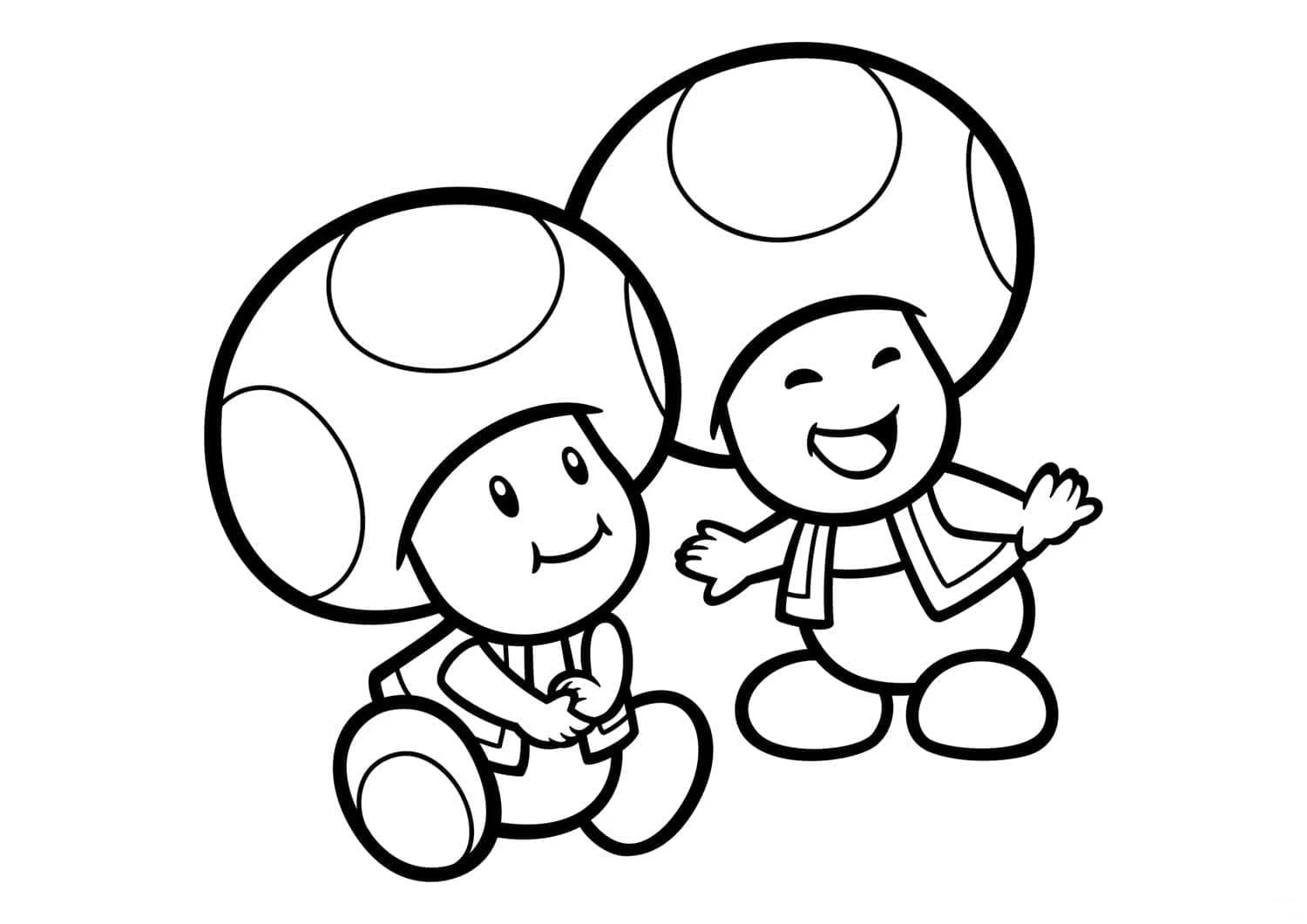 Disegno Toad e un amico che sorridono insieme da colorare