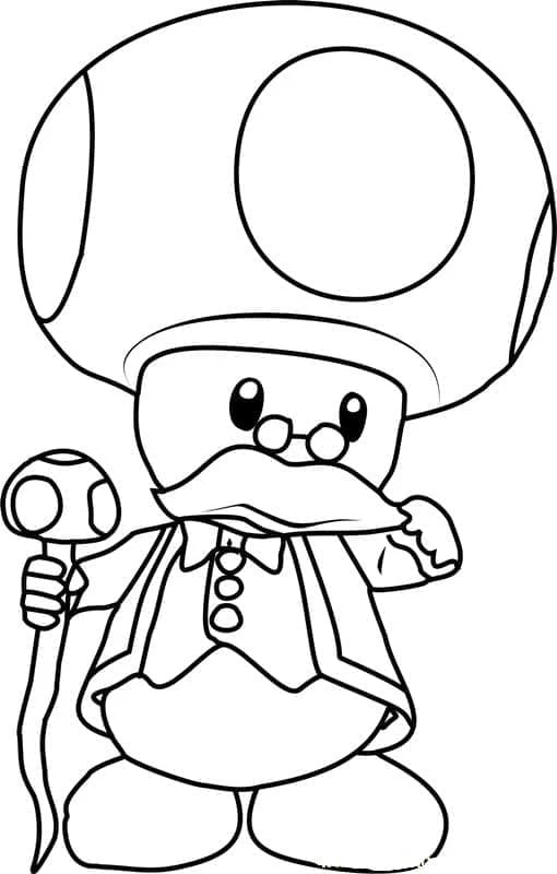 Disegno Toad vestito da anziano signore con bastone da colorare Disegno Toad vestito da anziano signore con bastone da colorare