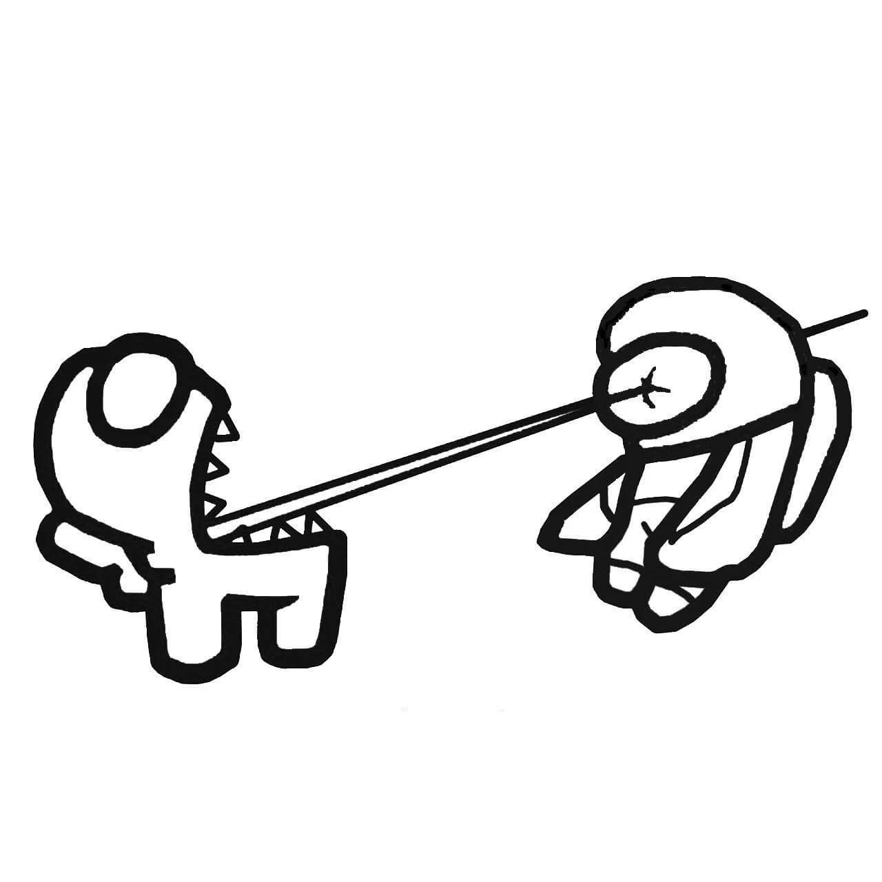 Disegno Tra noi impostore che spara a un compagno da colorare Disegno Tra noi impostore che spara a un compagno da colorare
