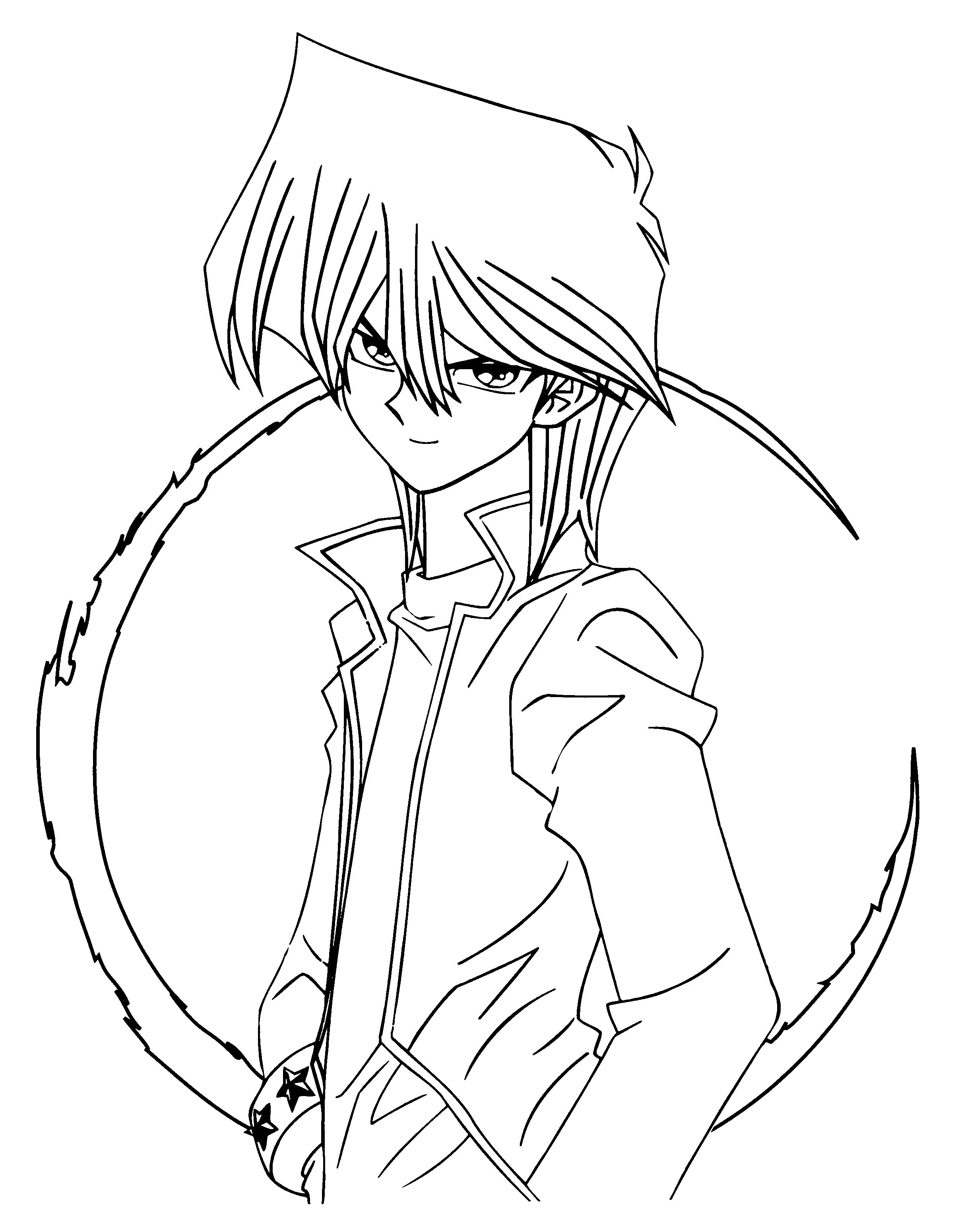 Disegno Yu-Gi-Oh! personaggio con capelli spettinati e mezzaluna da colorare