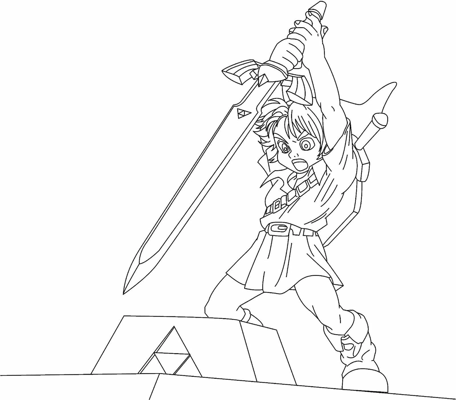 Disegno Link solleva la spada in battaglia da colorare