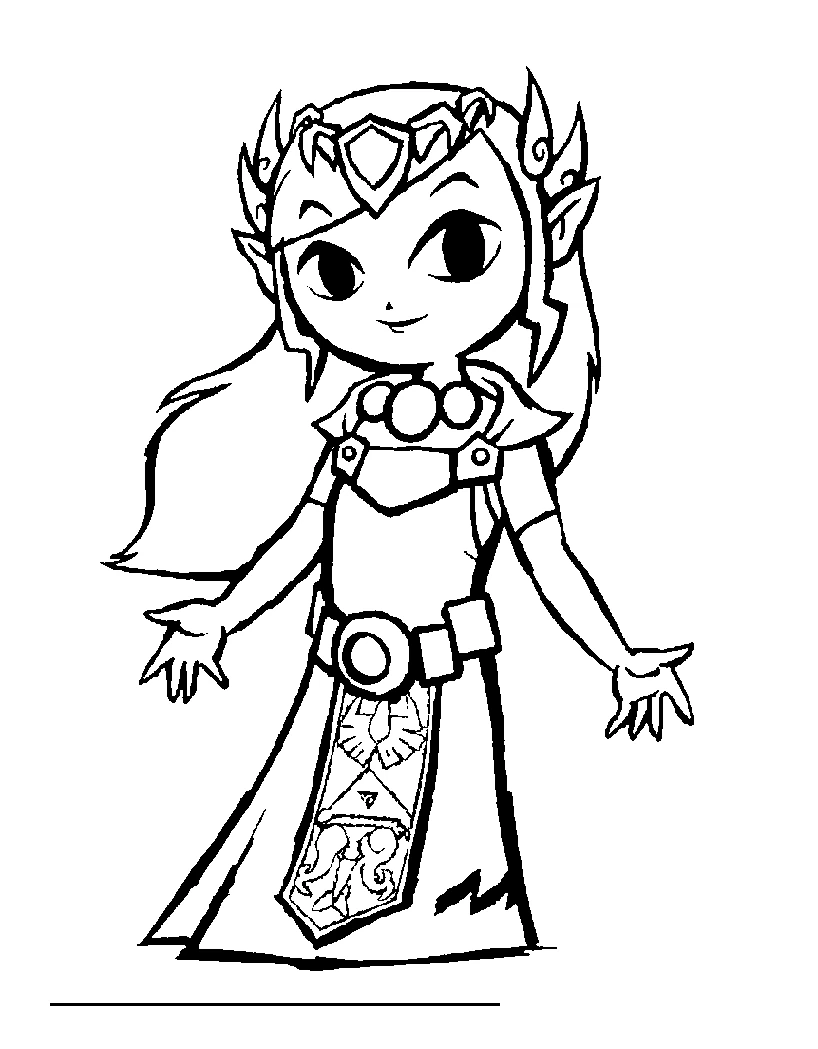 Disegno Zelda principessa in abito reale da colorare