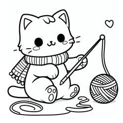 Disegni da colorare: Gatto Kawaii - Pagine da Colorare Stampabili Gratuite