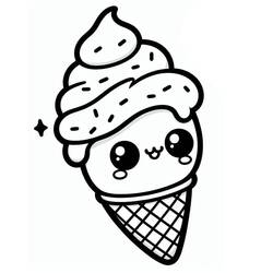 Disegno da colorare: Gelato Kawaii (Cibo e Nutrizione) #216296 - Pagine da Colorare Stampabili Gratuite