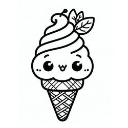 Disegno da colorare: Gelato Kawaii (Cibo e Nutrizione) #216306 - Pagine da Colorare Stampabili Gratuite