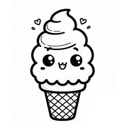 Disegno da colorare: Gelato Kawaii (Cibo e Nutrizione) #216308 - Pagine da Colorare Stampabili Gratuite