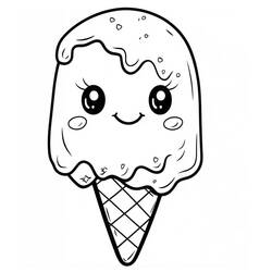 Disegno da colorare: Gelato Kawaii (Cibo e Nutrizione) #216318 - Pagine da Colorare Stampabili Gratuite