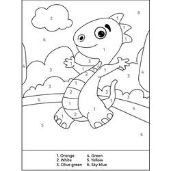 Disegni da colorare: Dinosauri Colora con i Numeri - Pagine da Colorare Stampabili Gratuite