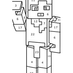 Disegni da colorare: Minecraft Colora con i Numeri - Pagine da Colorare Stampabili Gratuite