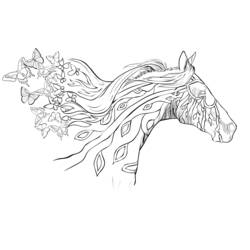 Disegno da colorare: Cavallo Adulto (Colorare Adulti) #200359 - Pagine da Colorare Stampabili Gratuite