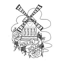 Disegno da colorare: Moulin Rouge (Edifici e Architettura) #182536 - Pagine da Colorare Stampabili Gratuite