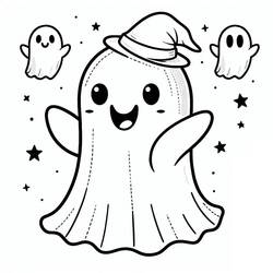 Disegni da colorare: Fantasma di Halloween - Pagine da Colorare Stampabili Gratuite