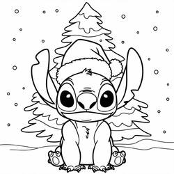 Disegni da colorare: Stitch di Natale - Pagine da Colorare Stampabili Gratuite