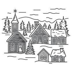 Disegno da colorare: Villaggio di Natale (Feste e Celebrazioni) #217389 - Pagine da Colorare Stampabili Gratuite