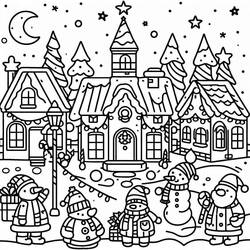 Disegno da colorare: Villaggio di Natale (Feste e Celebrazioni) #217394 - Pagine da Colorare Stampabili Gratuite