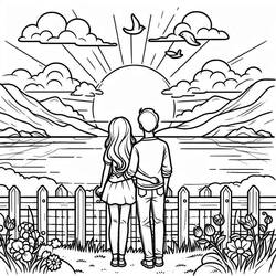 Disegni da colorare: Tramonto - Pagine da Colorare Stampabili Gratuite