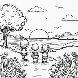 Disegno da colorare: Tramonto (Natura e Stagioni) #216011 - Pagine da Colorare Stampabili Gratuite