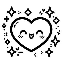 Disegno Cuore sorridente circondato da scintille da colorare