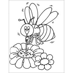 Disegno Ape che succhia il nettare di un fiore da colorare