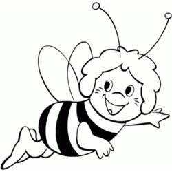 Disegno Ape Maya vola con un grande sorriso da colorare