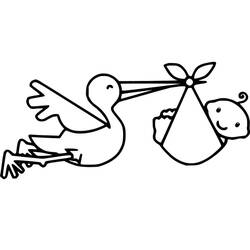 Disegno Cicogna che porta un bambino in un fagotto da colorare Disegno Cicogna che porta un bambino in un fagotto da colorare