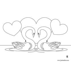 Disegno Cigno coppia che forma un cuore da colorare