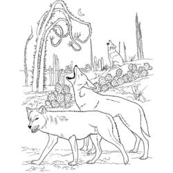 Disegno Coyote che ulula in un paesaggio desertico da colorare Disegno Coyote che ulula in un paesaggio desertico da colorare