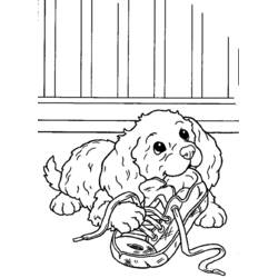 Disegno Cucciolo che mordicchia una scarpa da colorare Disegno Cucciolo che mordicchia una scarpa da colorare