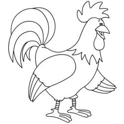 Disegno Gallo in piedi che canta con la coda spiegata da colorare Disegno Gallo in piedi che canta con la coda spiegata da colorare