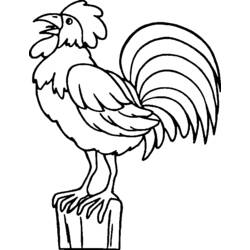 Disegno Gallo che canta su un palo di legno da colorare Disegno Gallo che canta su un palo di legno da colorare