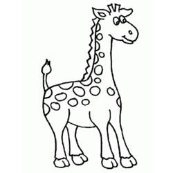 Disegno Giraffa in piedi con espressione sorridente da colorare
