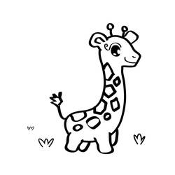 Disegno Giraffa in piedi tra ciuffi d'erba da colorare