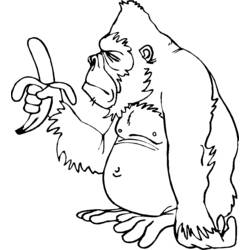 Disegno Gorilla che tiene una banana sbucciata da colorare