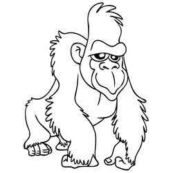 Disegno Gorilla in piedi appoggiato sulle braccia da colorare