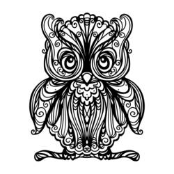 Disegno Gufo con piume ornate stile mandala da colorare