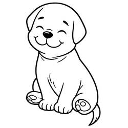 Disegno Labrador cucciolo seduto con un grande sorriso da colorare Disegno Labrador cucciolo seduto con un grande sorriso da colorare