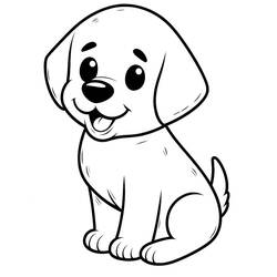 Disegno Labrador cucciolo seduto e sorridente da colorare Disegno Labrador cucciolo seduto e sorridente da colorare
