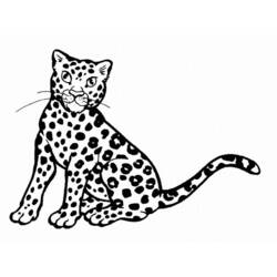 Disegno Leopardo seduto con una lunga coda curva da colorare