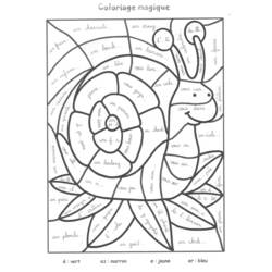 Disegno Lumaca del disegno magico con finali di parole da colorare
