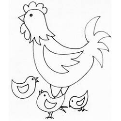 Disegno Pollo con tre pulcini da colorare Disegno Pollo con tre pulcini da colorare