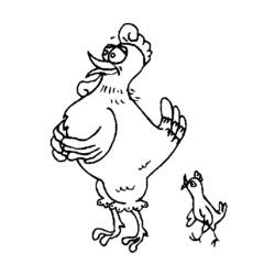 Disegno Pollo in piedi accanto al suo pulcino da colorare Disegno Pollo in piedi accanto al suo pulcino da colorare