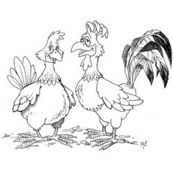 Disegno Pollo e gallo che chiacchierano da colorare Disegno Pollo e gallo che chiacchierano da colorare