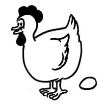 Disegno Pollo in piedi vicino a un uovo da colorare Disegno Pollo in piedi vicino a un uovo da colorare