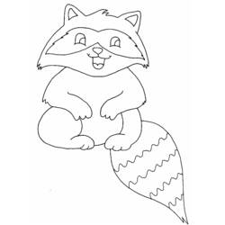 Disegno Procione seduto con una grande coda a righe da colorare