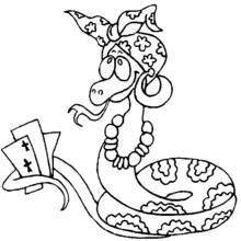 Disegno Serpente travestito da indovina con carte da colorare