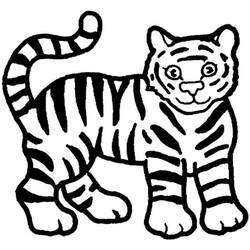 Disegno Tigre in piedi con la coda arrotolata da colorare