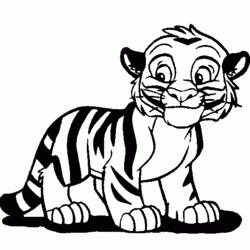 Disegno Cucciolo di tigre seduto con occhi grandi da colorare