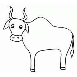 Disegno Toro in piedi con lunghe corna da colorare