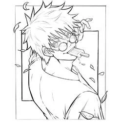 Disegno Satoru Gojo che mangia un ghiacciolo da colorare