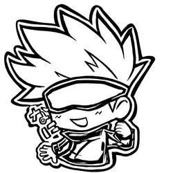 Disegno Satoru Gojo chibi con capelli a punta da colorare